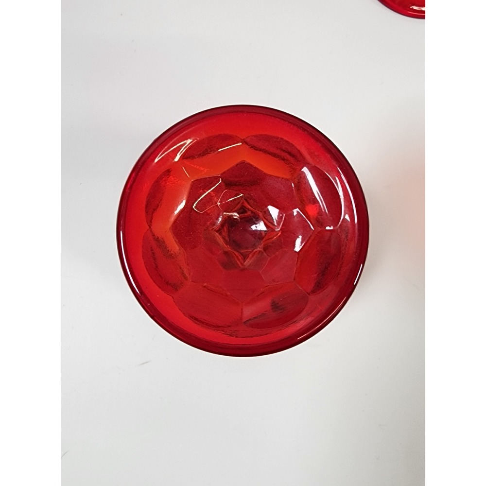 Vintage Ruby Red Glassware Set 6pc Red Vintage Goblets and Plate Excellent - Picture 7 of 8